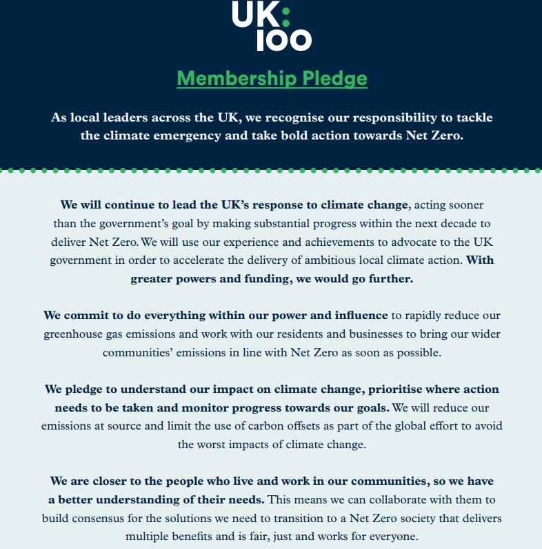UK100 Membership Pledge 